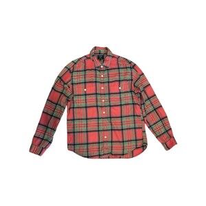 J Crew Shirt Mens Large Slim Red Plaid Flannel Tartan Fall Long Sleeve Button Up